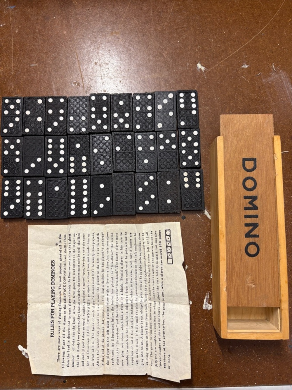 Classic Domino Set with Wooden Box - Black